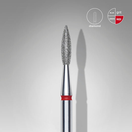 Embout diamant Staleks expert Flamme pointue rouge, ø 2,1 mm, partie active 8 mm