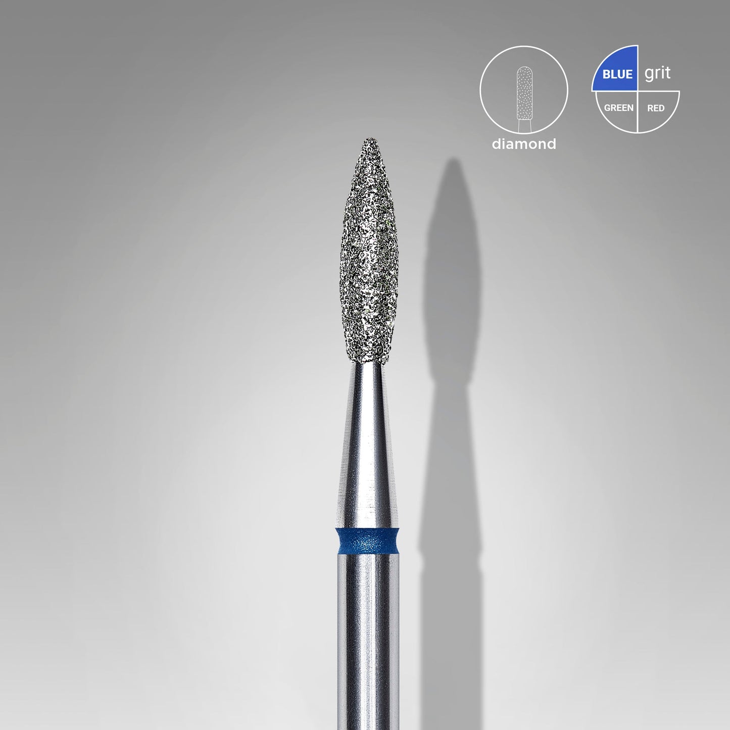 Embout diamant Staleks expert Flamme pointue bleue, ø 2,1 mm, partie active 8 mm