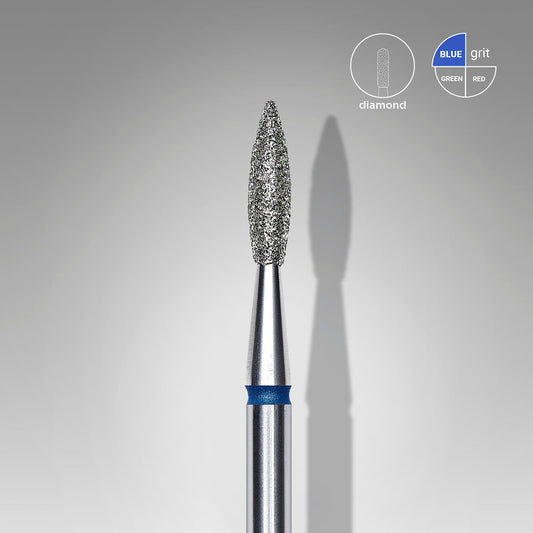 Embout diamant Staleks expert Flamme pointue bleue, ø 2,1 mm, partie active 8 mm