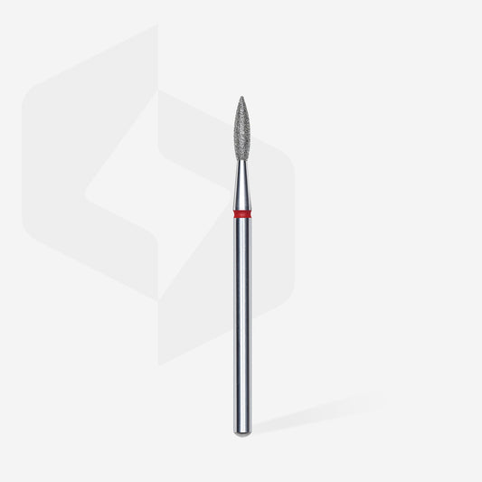 Embout diamant Staleks expert Flamme pointue rouge, ø 2,1 mm, partie active 8 mm