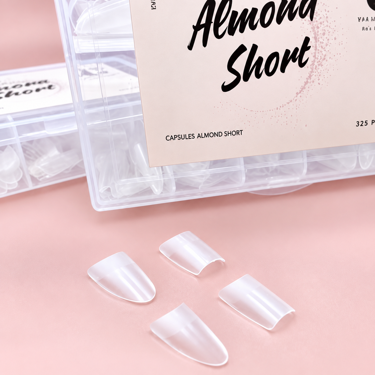 Capsules Square Short 320 pièces extra fines et flexibles pour extensions d’ongles